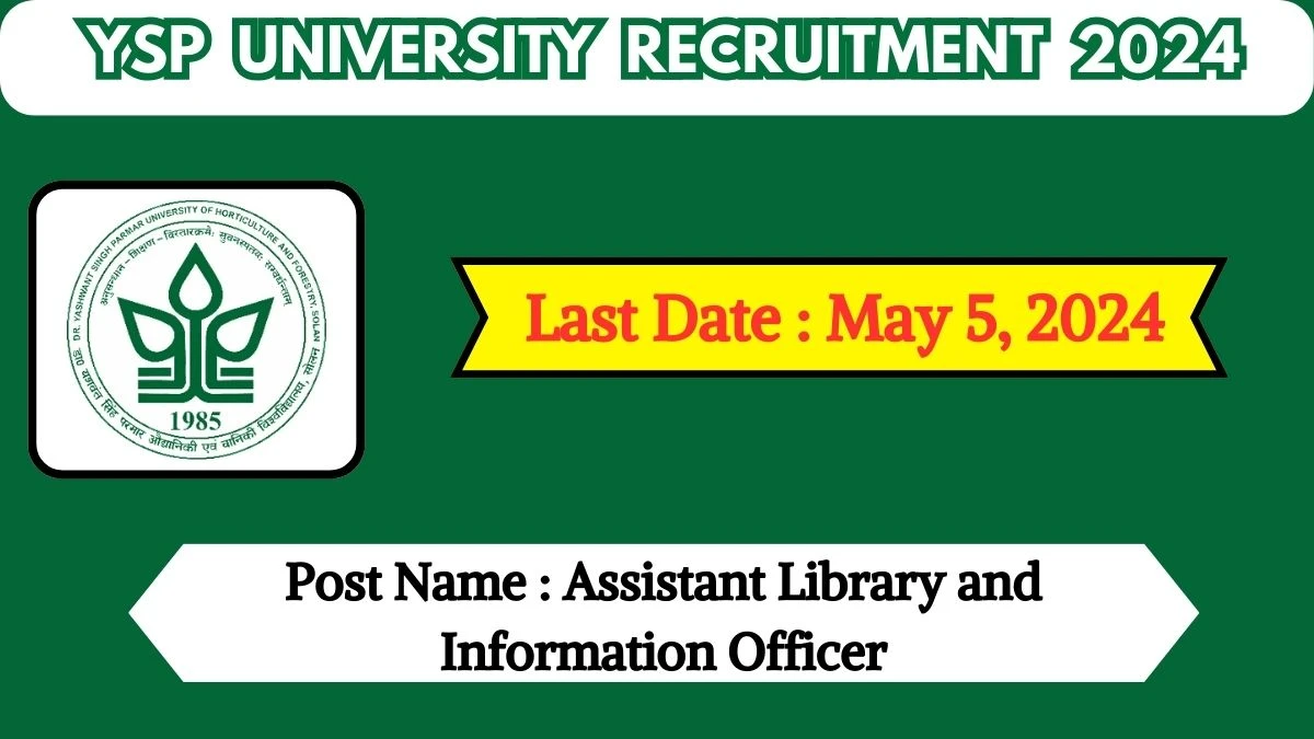 YSP University Recruitment 2024 Check Post, Salary, Age, Qualification And How To Apply