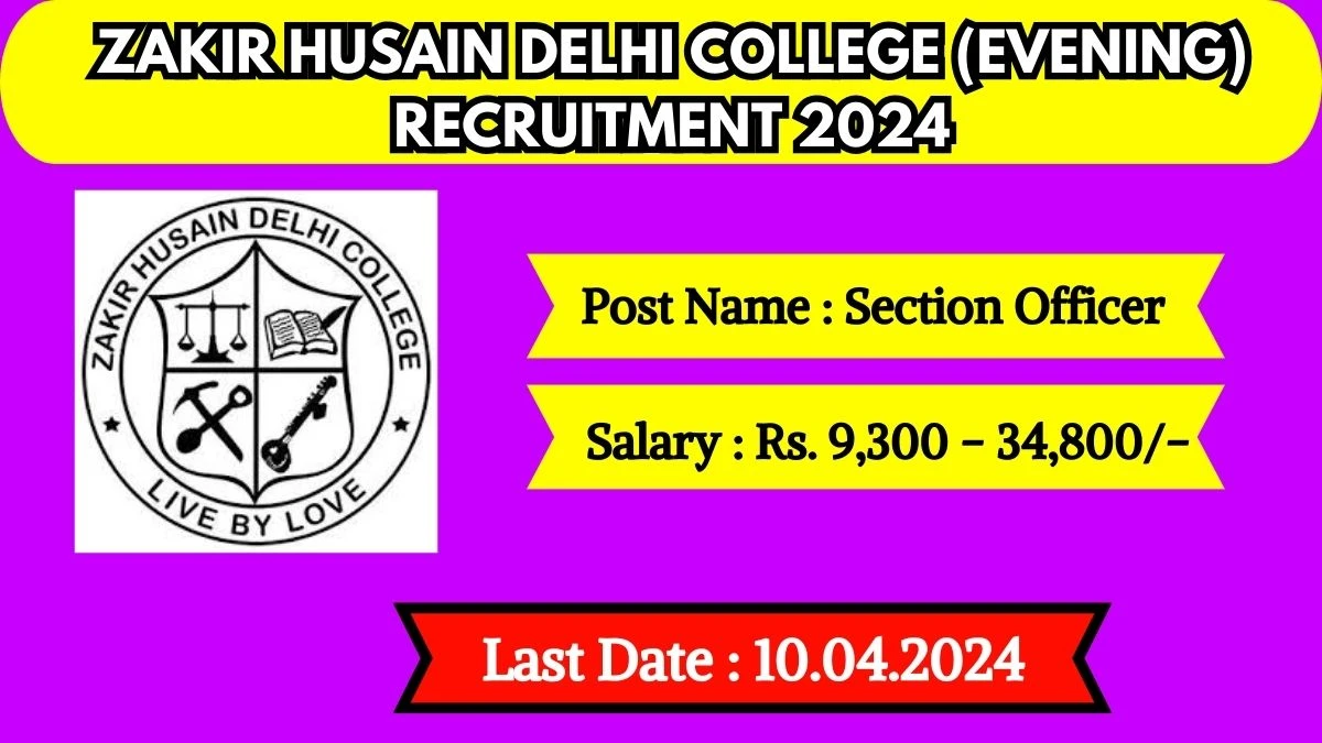 Zakir Husain Delhi College (Evening) Recruitment 2024 New Notification Out, Check Post, Salary, Qualification and How to Apply