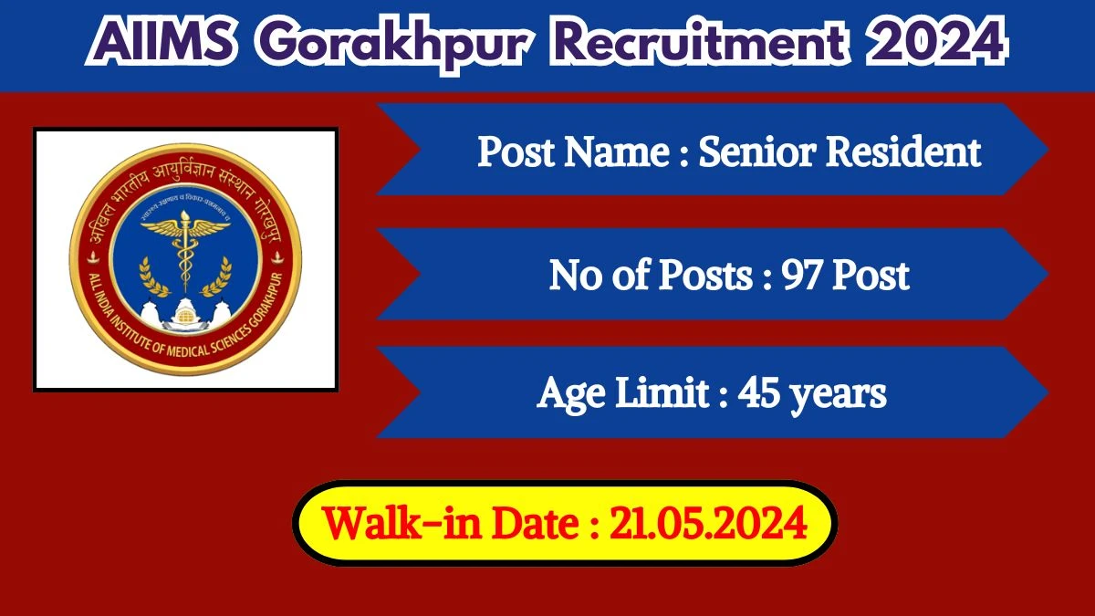 AIIMS Gorakhpur Recruitment 2024 Walk-In Interviews for Senior Resident on May 21, 2024