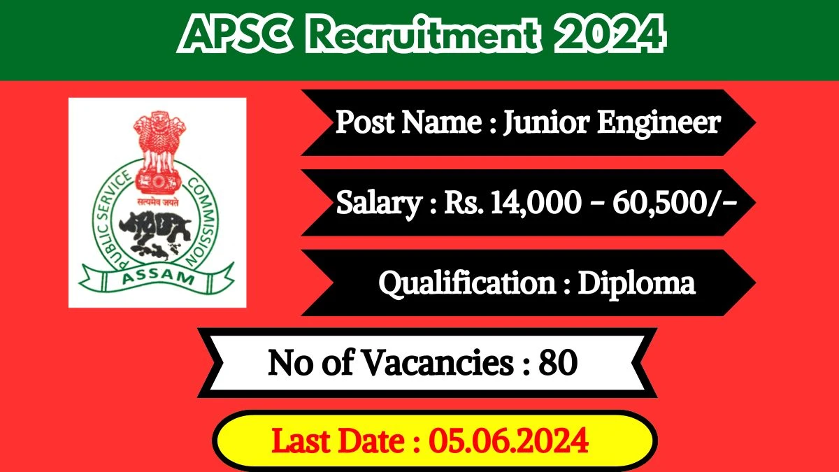 APSC Recruitment 2024 Monthly Salary Up To 60,500, Check Posts, Vacancies, Qualification, Age, Selection Process and How To Apply