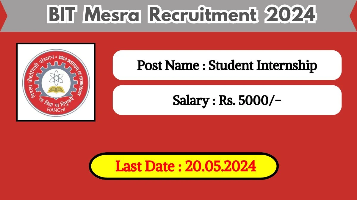 BIT Mesra Recruitment 2024 New Notification Out, Check Post, Vacancies, Age Limit, Salary, Qualification And How To Apply