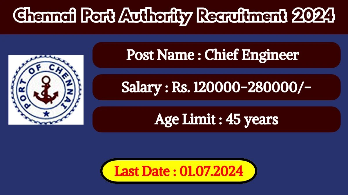 Chennai Port Authority Recruitment 2024 Notification Out, Check Posts, Qualification, Pay Scale And Other Vital Details