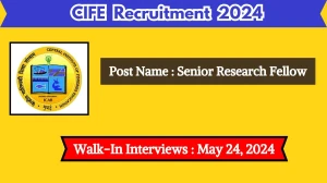 CIFE Recruitment 2024 Walk-In Interviews for Senior Research Fellow on May 24, 2024