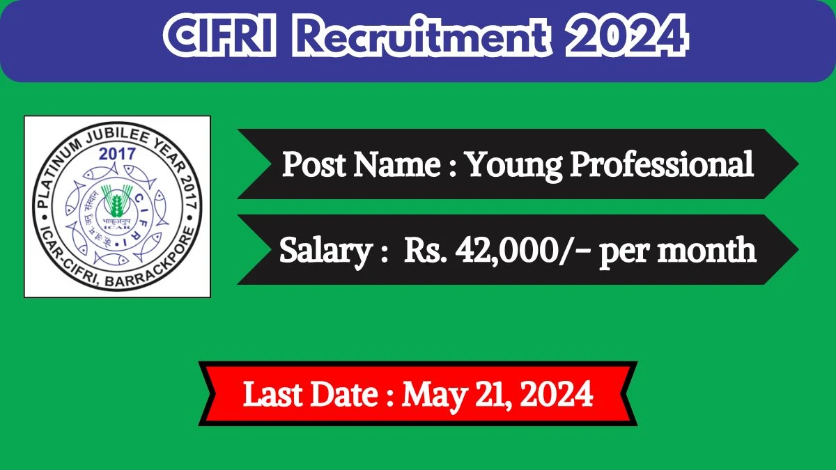 CIFRI Recruitment 2024 Check Posts, Qualification, Age Limit, Selection Process And How To Apply
