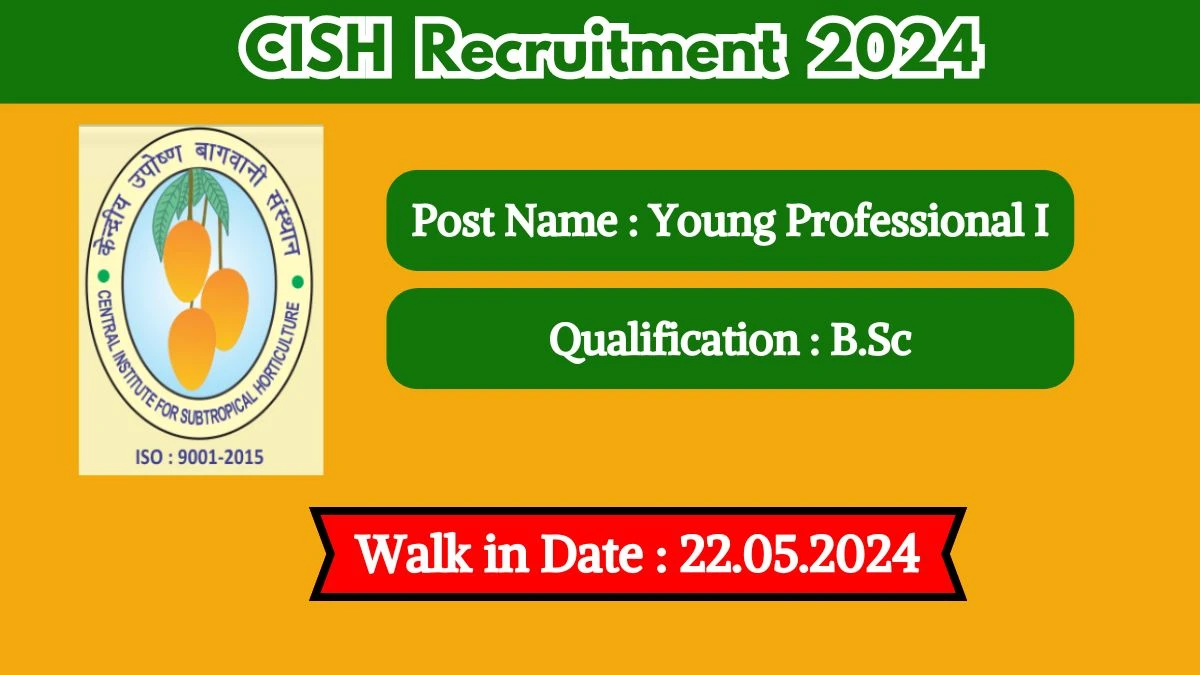 CISH Recruitment 2024 Walk-In Interviews for Young Professional I on 22.05.2024