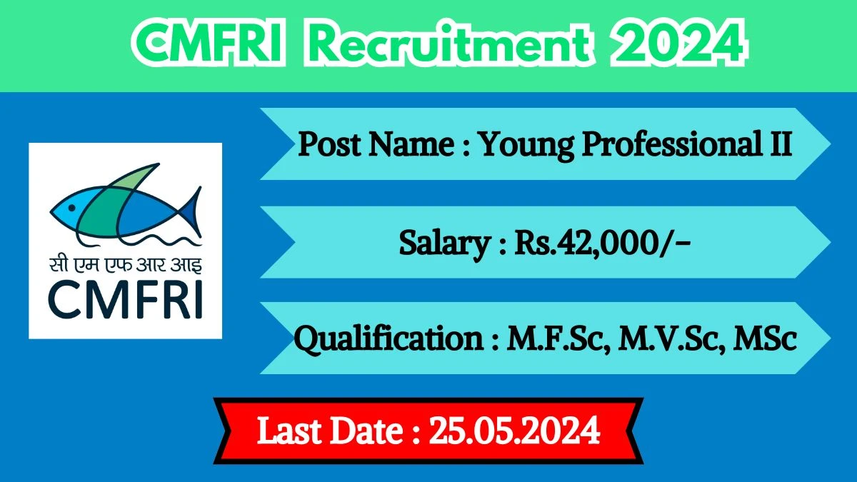 CMFRI Recruitment 2024 - Latest Young Professional II on 14 May 2024