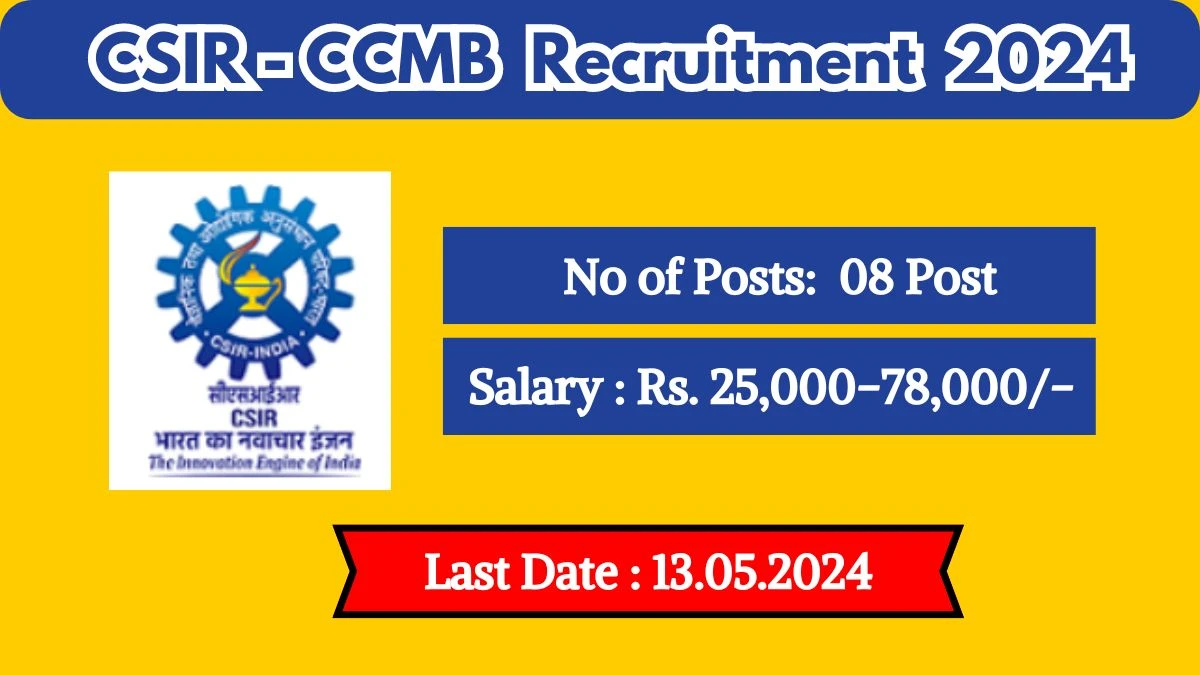 CSIR-CCMB Recruitment 2024 Notification Out, Check Post, Salary, Age, Qualification And How To Apply