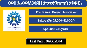CSIR-CSMCRI Recruitment 2024 Check Post, Age Limit...