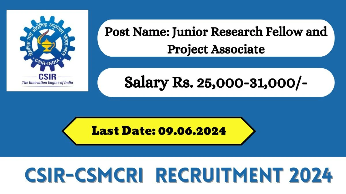 CSIR-CSMCRI  Recruitment 2024 New Opportunity Out, Check Post, Salary, Qualification And Other Vital Details