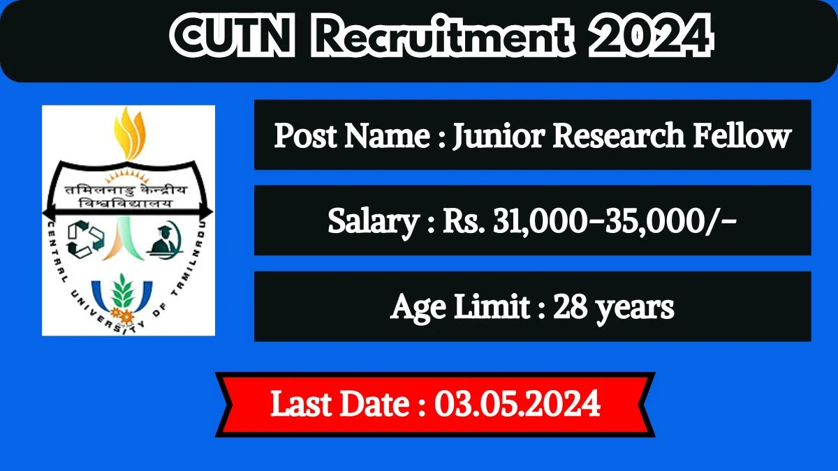 CUTN Recruitment 2024 Check Post, Vacancies, Age, Qualification, Salary, Qualification And How To Apply