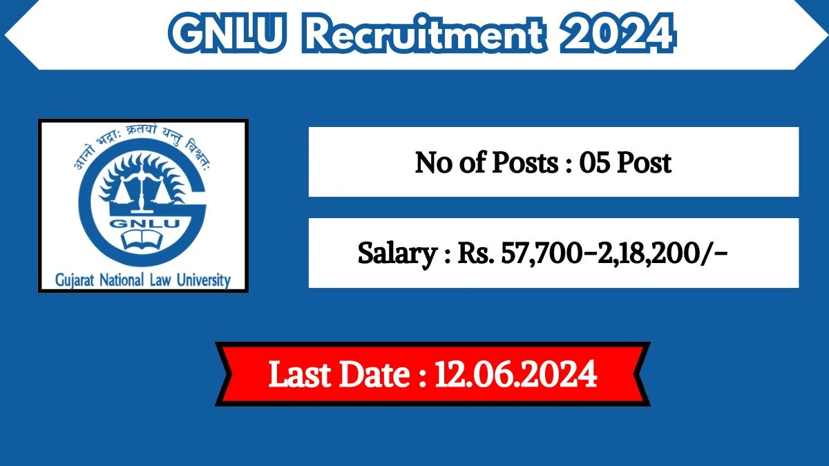 GNLU Recruitment 2024 - Latest Associate Professor, Assistant Professor Vacancies on 13 May 2024