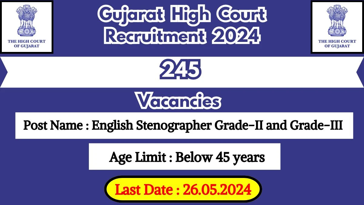 Gujarat High Court Recruitment 2024 Notification Out For 245 Vacancies, Check Post, Salary, Age, Qualification And Other Vital Details