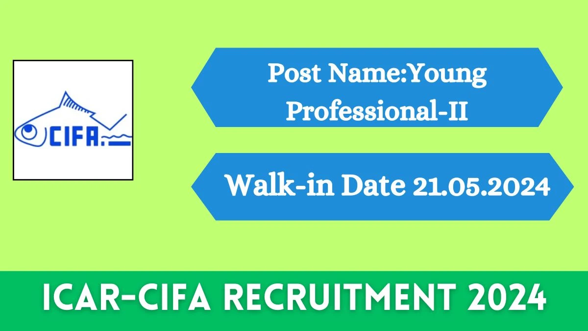ICAR-CIFA Recruitment 2024 Walk-In Interviews for Young Professional on May 21, 2024