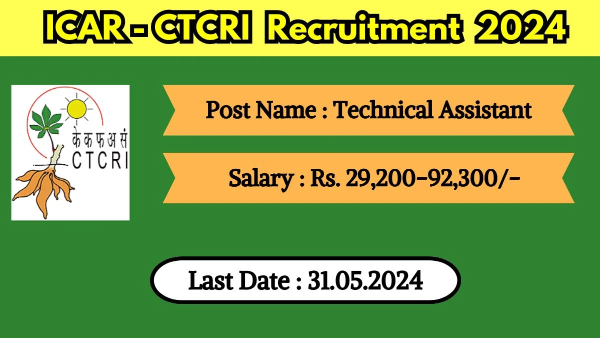 ICAR-CTCRI Recruitment 2024 Check Post, Salary, Age, Qualification And Other Vital Details