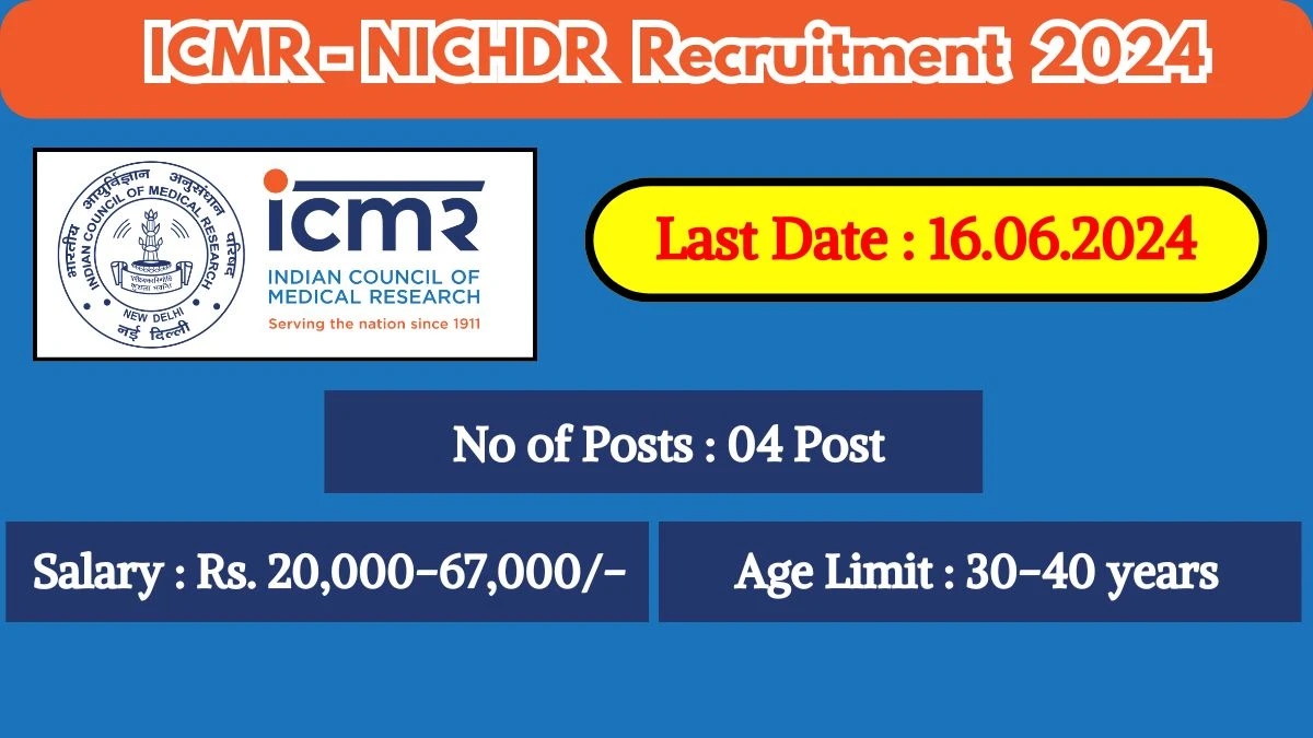 ICMR-NICHDR Recruitment 2024 Check Post, Vacancy, Salary, Age, Qualification And Process To Apply