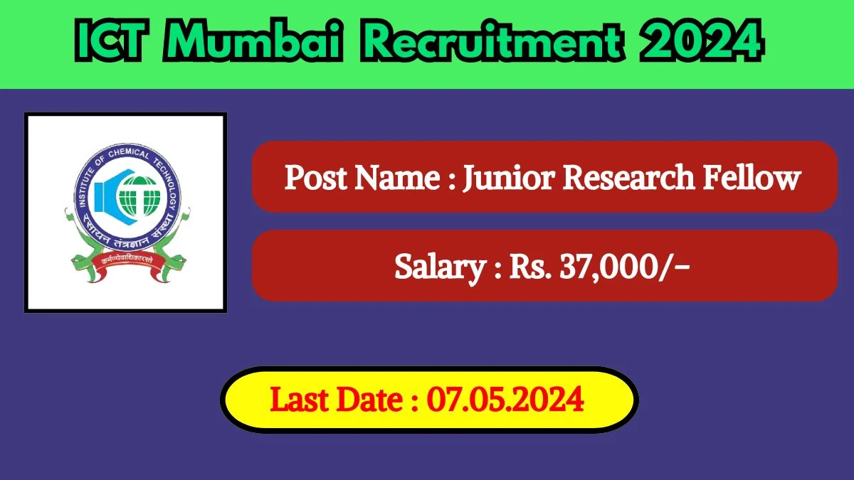 ICT Mumbai Recruitment 2024 Check Post, Age Limit, Salary, Qualification, Tenure And Selection Process