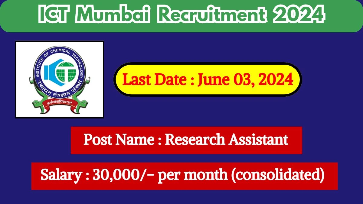 ICT Mumbai Recruitment 2024 Monthly Salary Up To 30,000, Check Post, Qualification, Selection Process And How To Apply