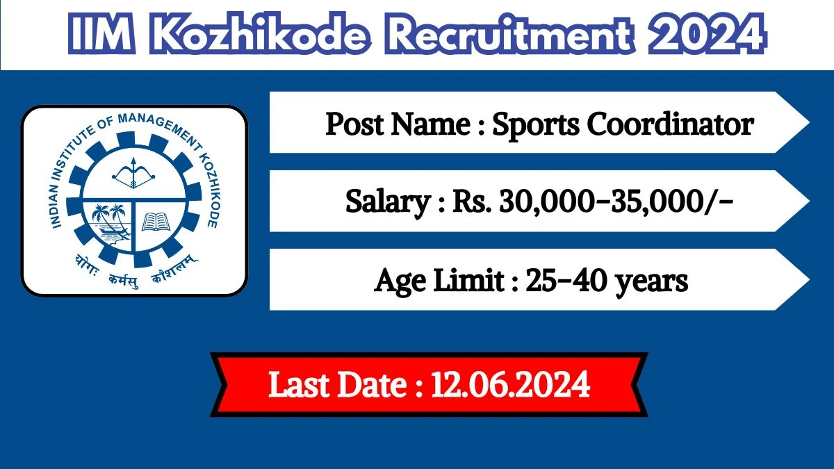 IIM Kozhikode Recruitment 2024 Check Post, Age, Qualification, Salary And Process To Apply