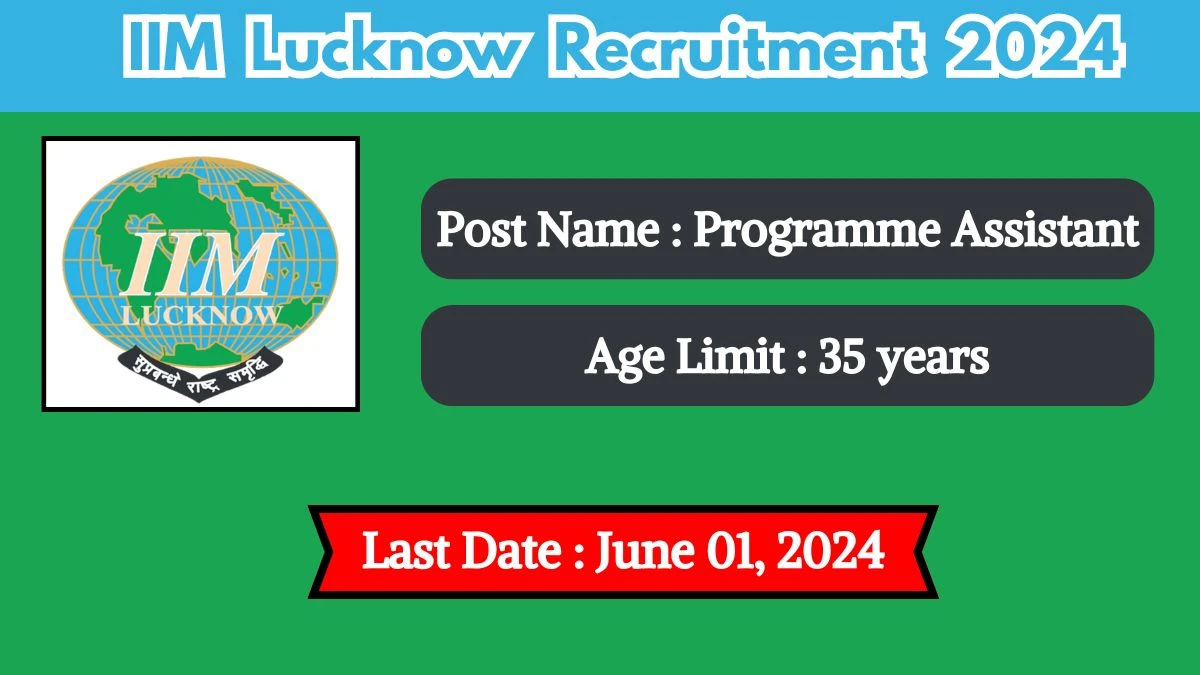 IIM Lucknow Recruitment 2024 Check Posts, Qualification, Selection Process And How To Apply