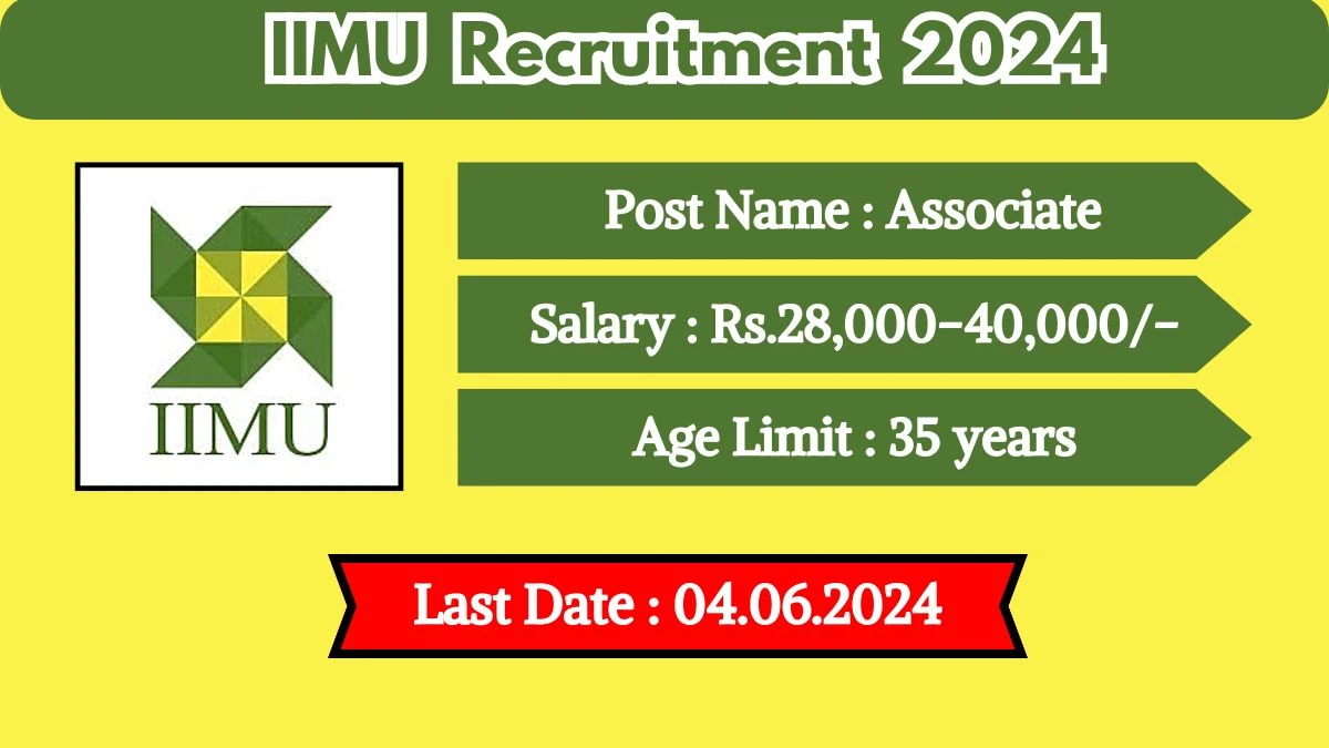 IIMU Recruitment 2024 Check Post, Salary, Age, Qualification And Process To Apply