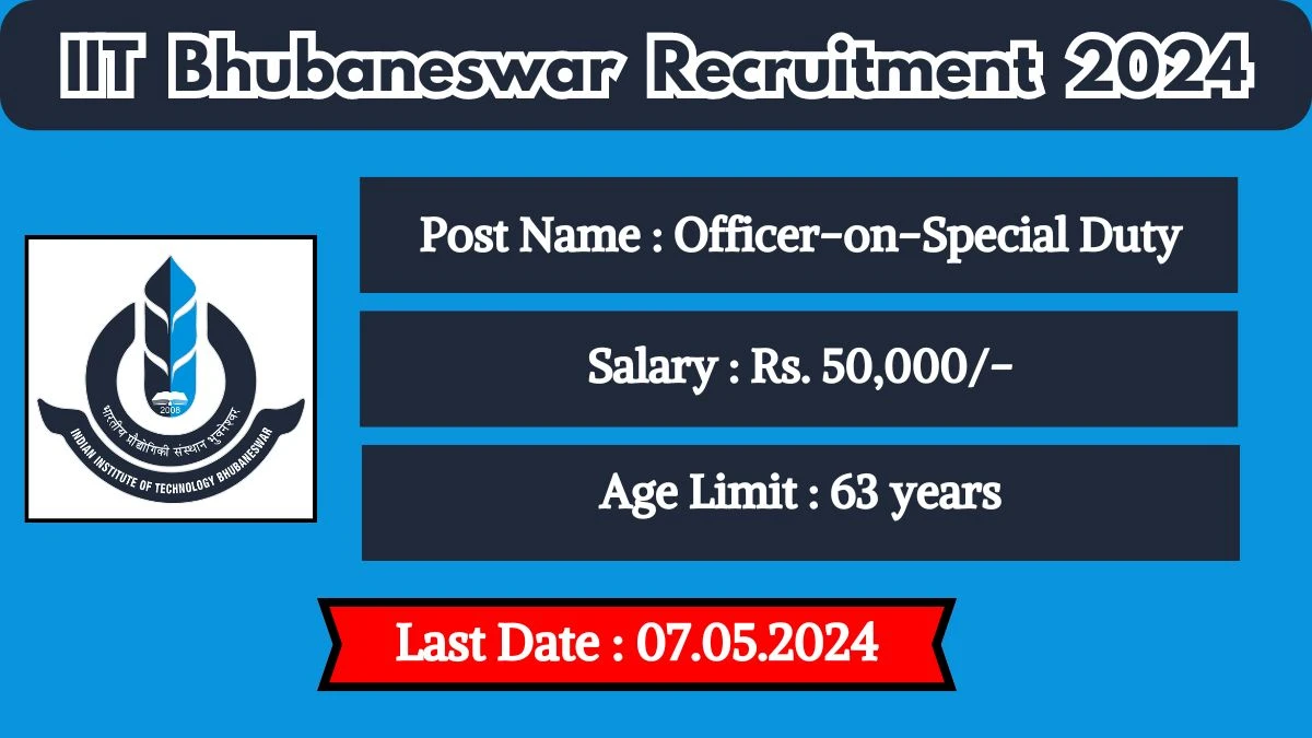 IIT Bhubaneswar Recruitment 2024 New Opportunity Out, Check Post, Required Qualifications, Salary And Interview Details