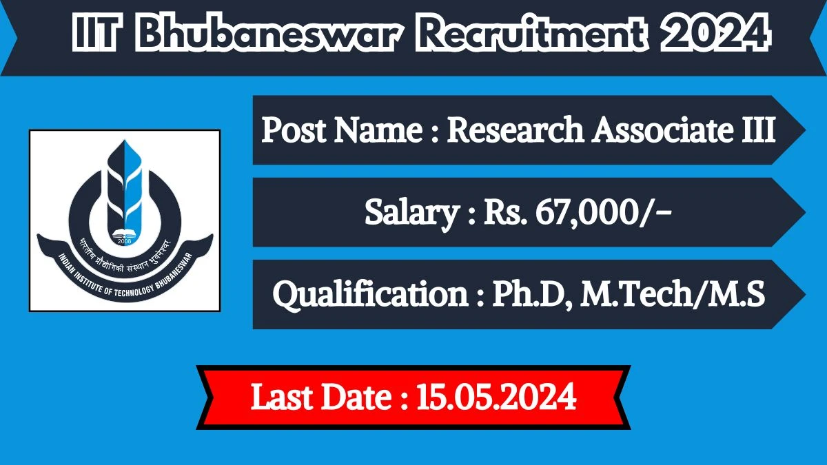 IIT Bhubaneswar Recruitment 2024 New Opportunity Out, Check Vacancy, Post, Qualification and Application Procedure