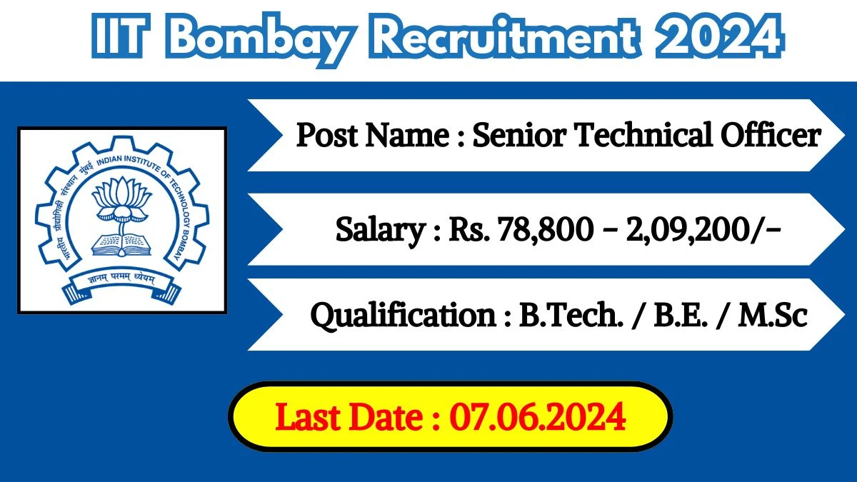 IIT Bombay Recruitment 2024 Monthly Salary Up To 2,09,200, Check Posts, Vacancies, Qualification, Age, Selection Process and How To Apply