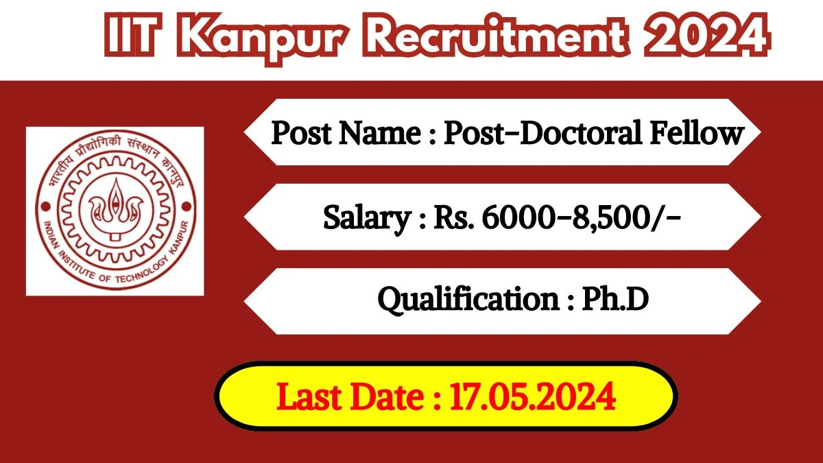 IIT Kanpur Recruitment 2024 New Opportunity Out, Check Post, Salary, Age, Qualification And Other Vital Details