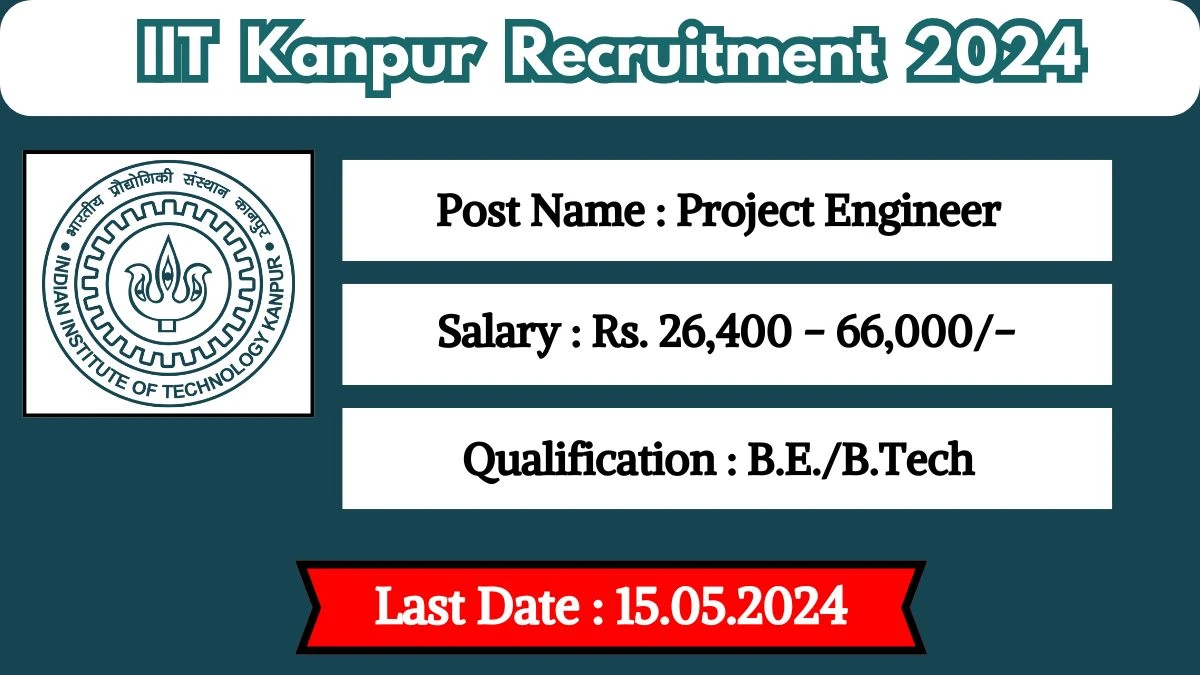 IIT Kanpur Recruitment 2024 New Opportunity Out, Check Vacancy, Post, Qualification and Application Procedure