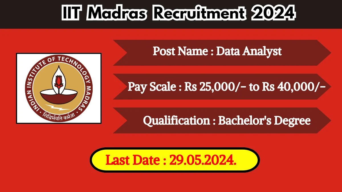 IIT Madras Recruitment 2024 Apply for Data Analyst IIT Madras Vacancy at iitm.ac.in