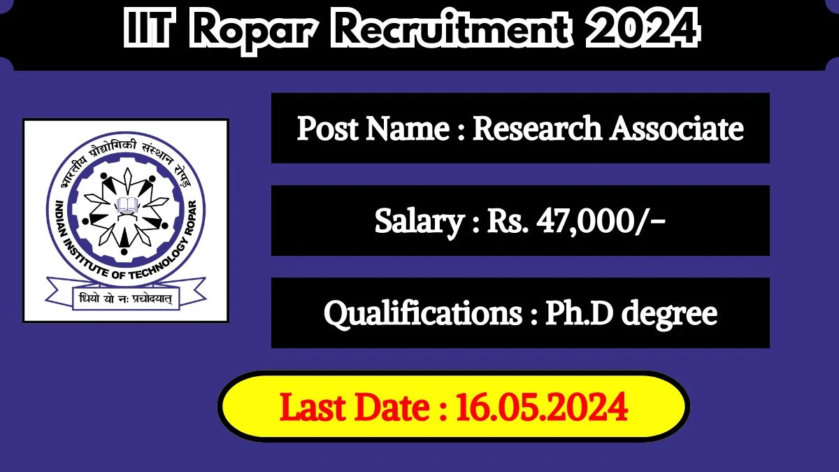 IIT Ropar Recruitment 2024 Check Post, Salary, Age, Qualification And Other Vital Details