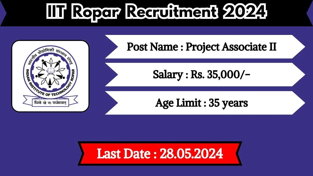 IIT Ropar Recruitment 2024 New Notification Out, Check Post, Vacancies, Salary, Qualification, Age Limit And Other Important Details