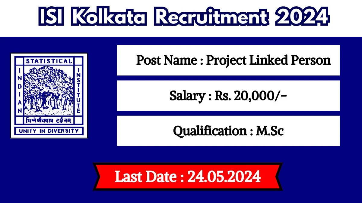 ISI Kolkata Recruitment 2024 New Notification Out, Check Post, Vacancies, Salary, Qualification, Age Limit and How to Apply