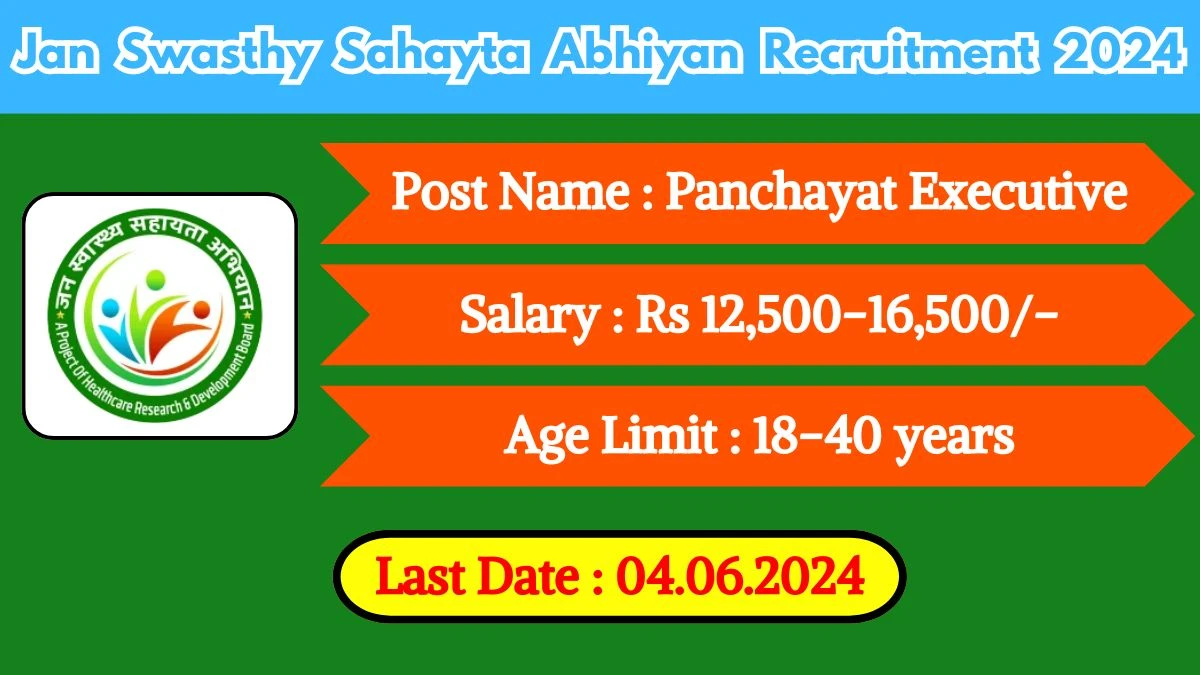 Jan Swasthy Sahayta Abhiyan Recruitment 2024 Check Post, Vacancies, Age Limit, Salary, Qualification And Other Vital Details