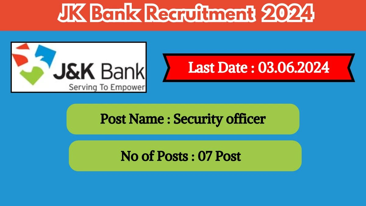 JK Bank Recruitment 2024 Check Post, Qualification, Place of Posting And Process To Apply