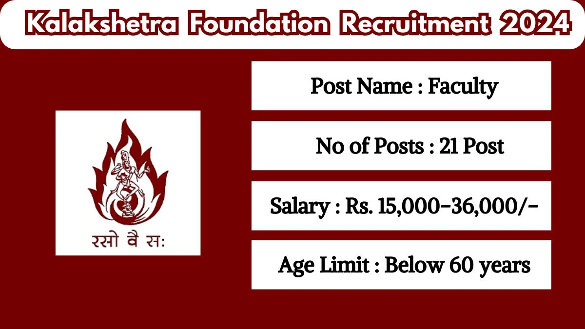 Kalakshetra Foundation Recruitment 2024 Notification Out, Check Post, Qualification, Salary And Other Information