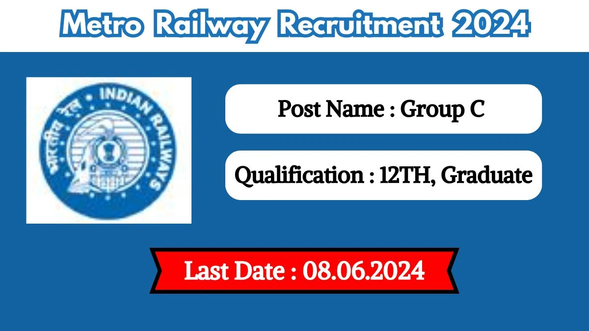 Metro Railway Recruitment 2024 New Notification Out, Check Post, Vacancies, Salary, Qualification, Age Limit and How to Apply