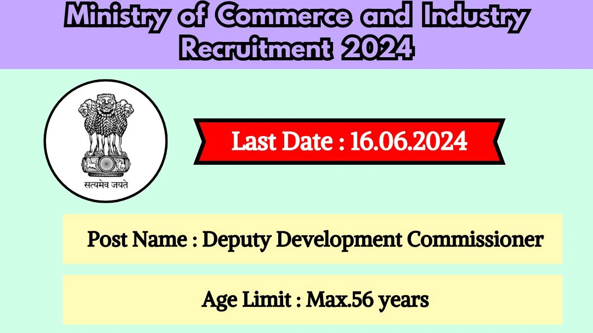 Ministry of Commerce and Industry Recruitment 2024 Notification Out, Check Post, Age, Qualifications And How To Apply