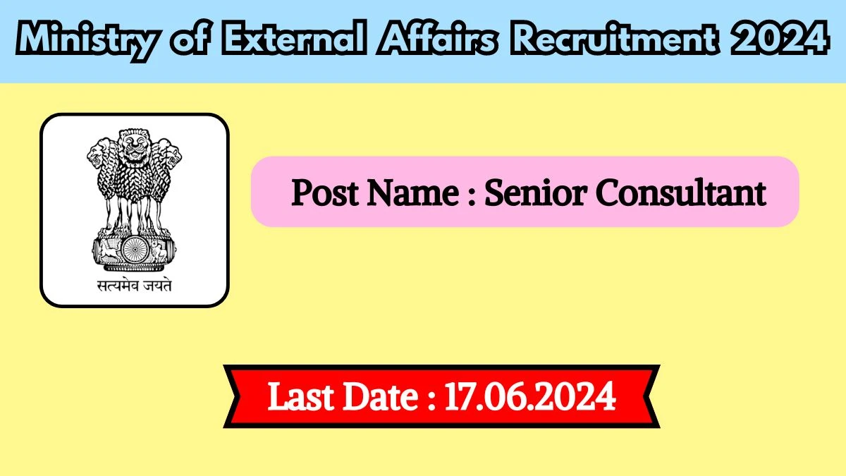Ministry of External Affairs Recruitment 2024 New Application Out For Various Posts, Check Vacancies, Salary, Age, Qualification And Other Vital Details