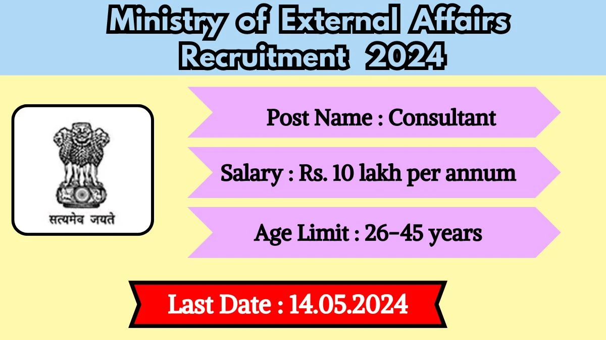 Ministry of External Affairs Recruitment 2024 New Notification Out, Check Post, Salary, Age, Qualification And Other Vital Details