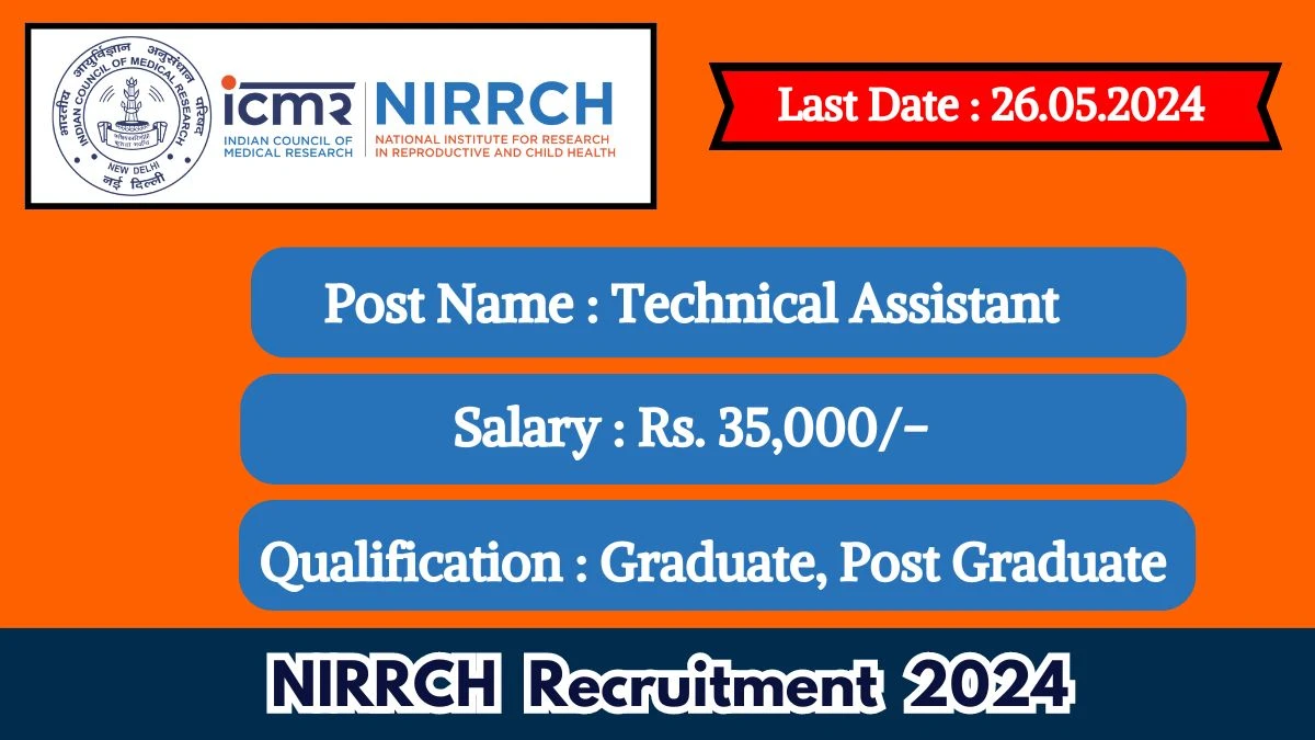 NIRRCH Recruitment 2024 - Latest Technical Assistant on 15 May 2024