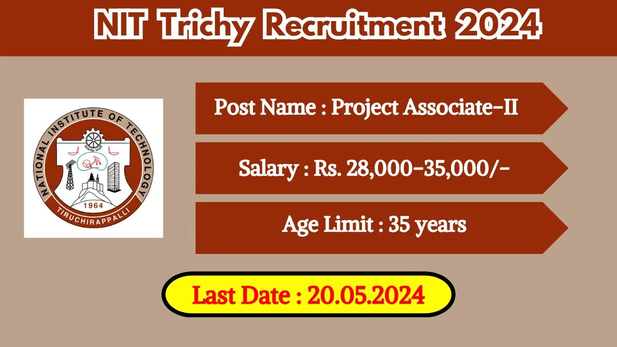 NIT Trichy Recruitment 2024 Monthly Salary Up To 35000, Check Post, Qualification And How To Apply