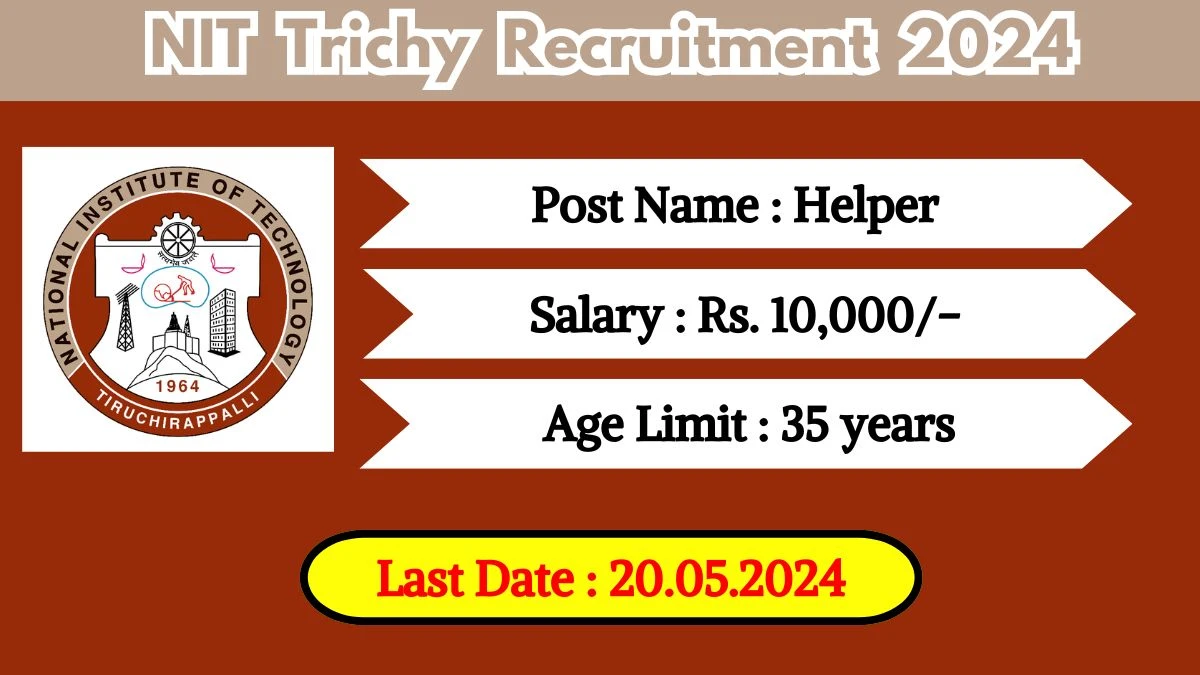 NIT Trichy Recruitment 2024 Notification Out, Check Post, Salary, Age, Qualification And How To Apply