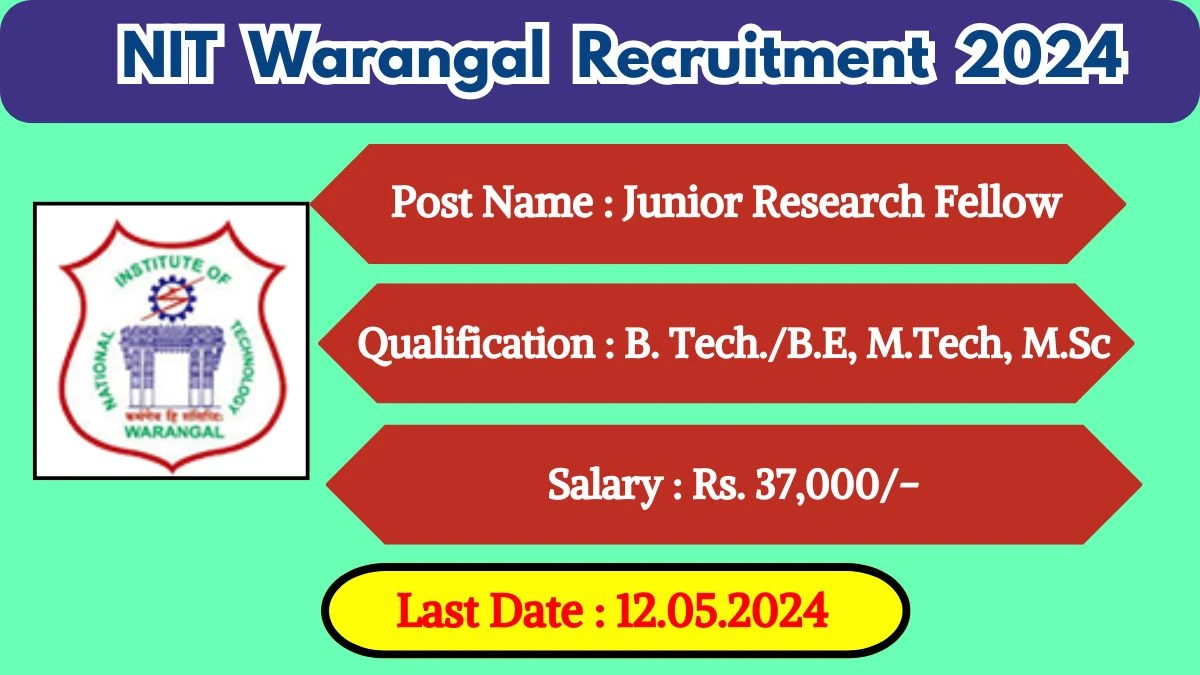 NIT Warangal Recruitment 2024 Monthly Salary Up To 37,000, Check Posts, Vacancies, Qualification, Age, Selection Process and How To Apply