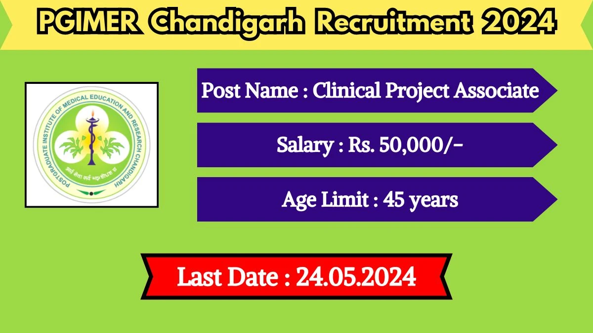 PGIMER Chandigarh Recruitment 2024 Check Posts, Qualification, Age, Salary And How To Apply