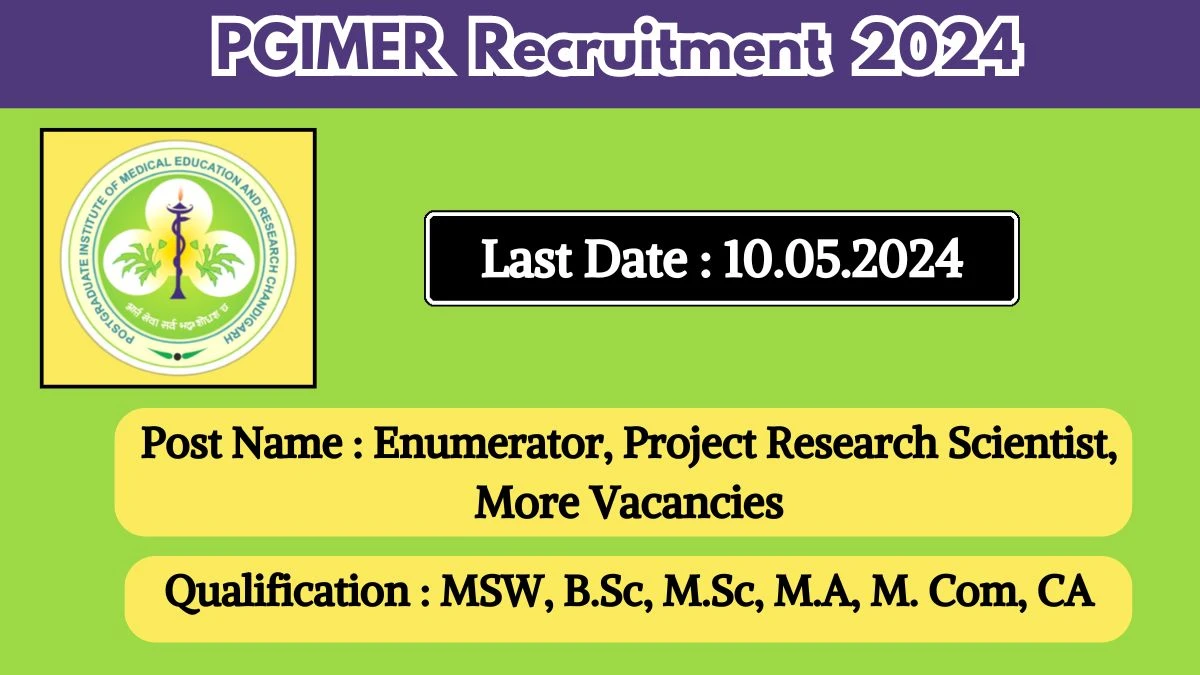 PGIMER Recruitment 2024 New Opportunity Out, Check Vacancy, Post, Qualification and Application Procedure
