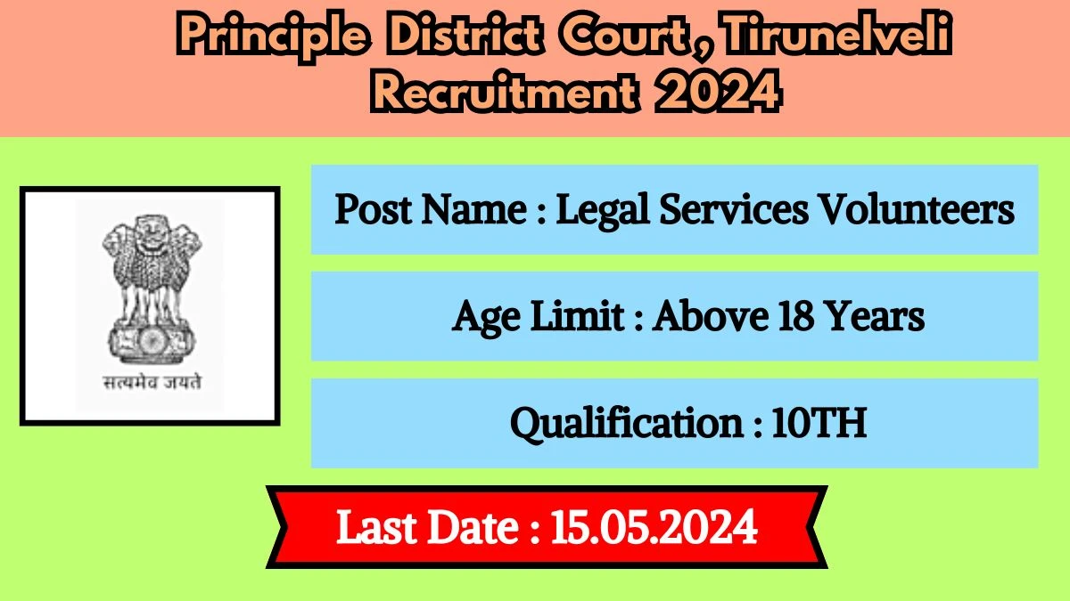 Principle District Court, Tirunelveli Recruitment 2024 - Latest Legal Services Volunteers on 10 May 2024