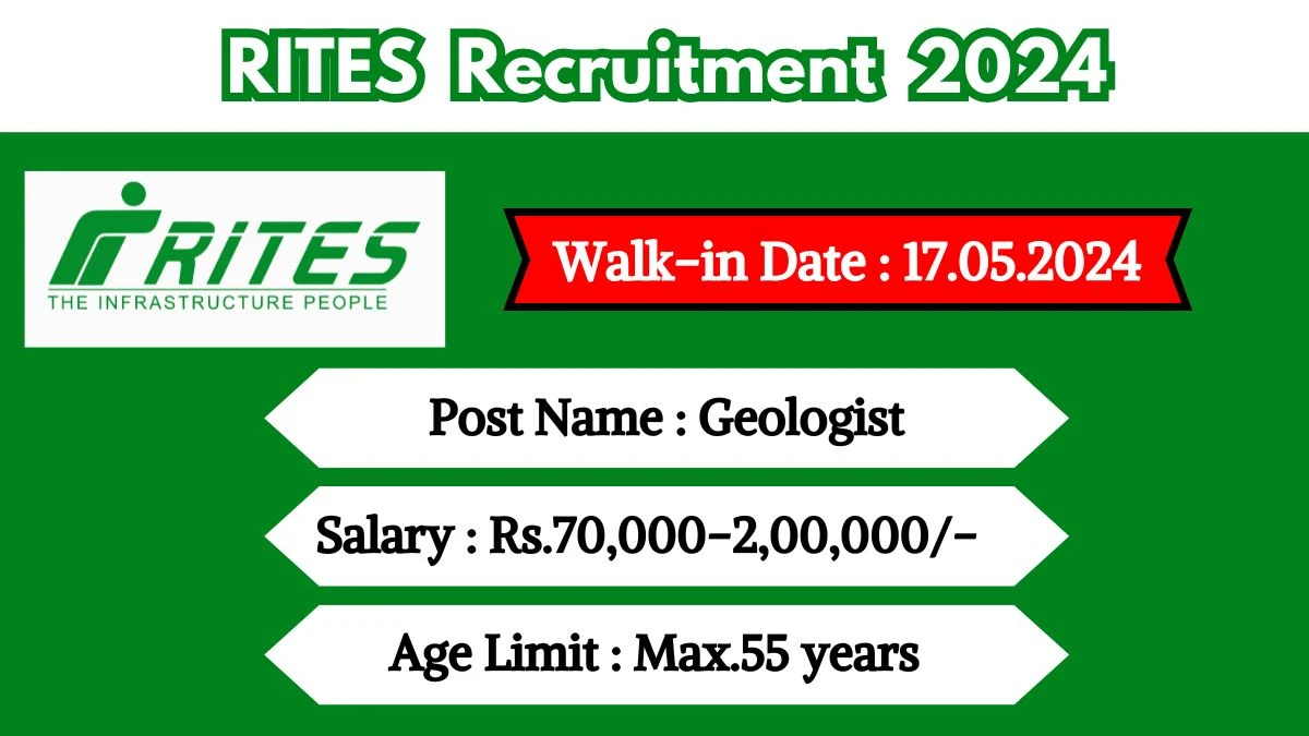RITES Recruitment 2024 Walk-In Interviews for Geologist on May 17, 2024
