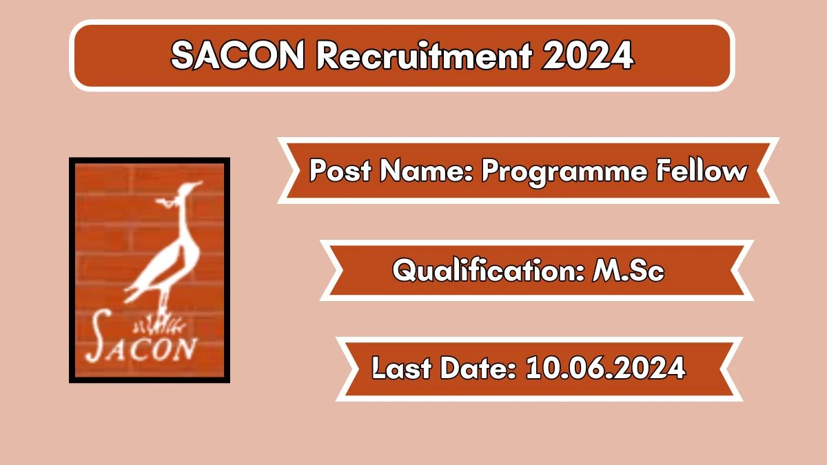 SACON Recruitment 2024 - Latest Programme Fellow Vacancies on 31 May 2024