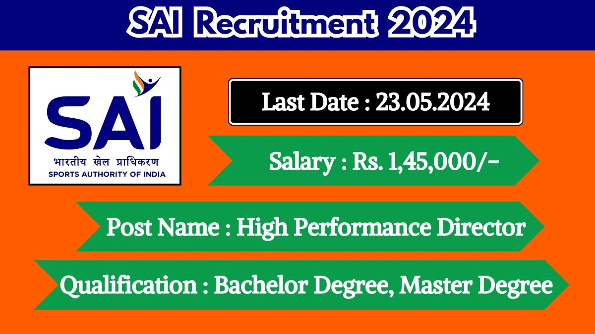 SAI Recruitment 2024 Monthly Salary Up To 1,45,000, Check Posts, Vacancies, Qualification, Age, Selection Process and How To Apply